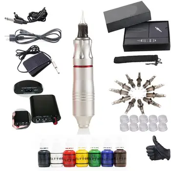 

Hot Complete Fog Secant Eyebrow Tattoo Machine Power Supply Foot Pedal Needles Kit