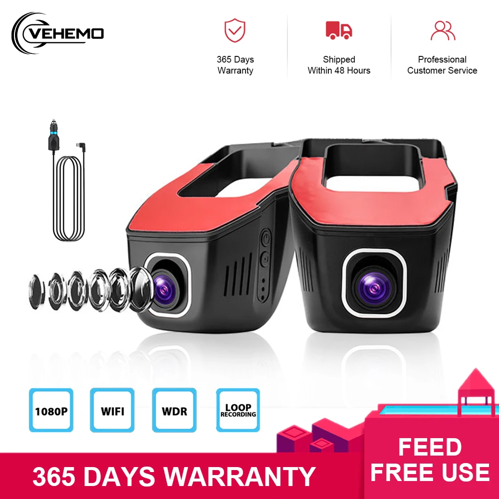 VEHEMO Wifi USB Hidden Car DVR Driving Recorder Camera HD 1080P Night Version 170 Wide Angle Auto Registrar with G-Gensor | Автомобили и