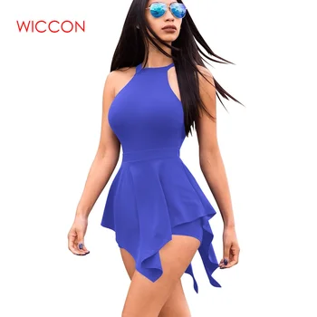 

Sleeveless Casual Playsuit Women Beach Jumpsuit Ruffles Elegant Slim Female Clothes Sexy Short Rompers New Summer