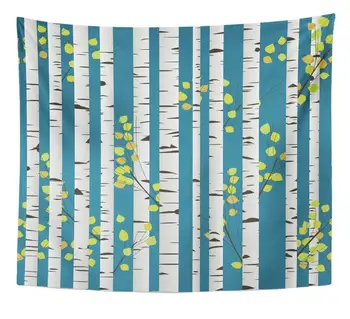 

Artwork Wall Hanging Blue Tree Birch Wood Pattern Abstract Trunk Forest Nature Romantic Stem 50x60 Inches Tapestries Mattress
