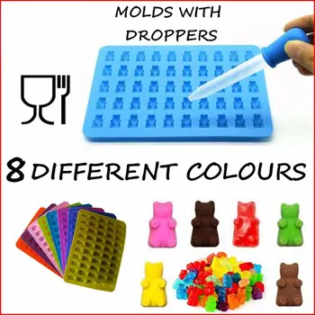 

Silicone Forms Silicone Mold Gummy Bear Shape Bear Mould Jelly Bear Cake Candy Trays With Dropper Rubber Chocolate Maker 11%