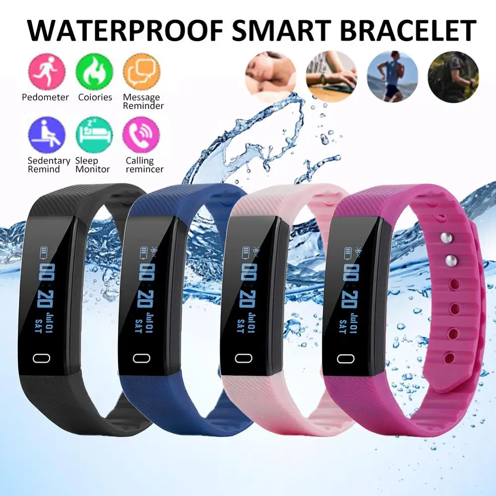 0.86 Inch Color Screen Smart Bracelet Men Sports Pedometer Fitness Tracker Band Sleep Monitor LED Display Waterproof | Электроника