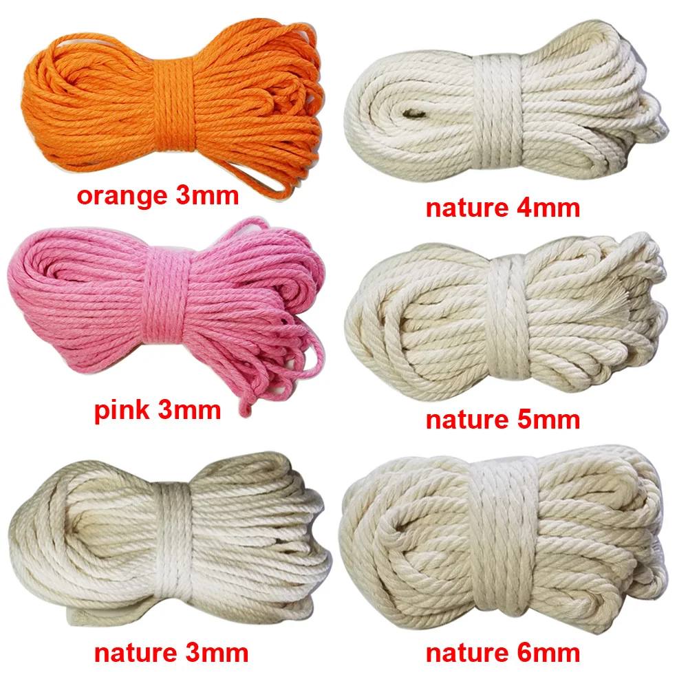 cotton ticker rope twine macrame cords tag hang handmade accessory DIY 3mm-10mm cotton rope macrame cord