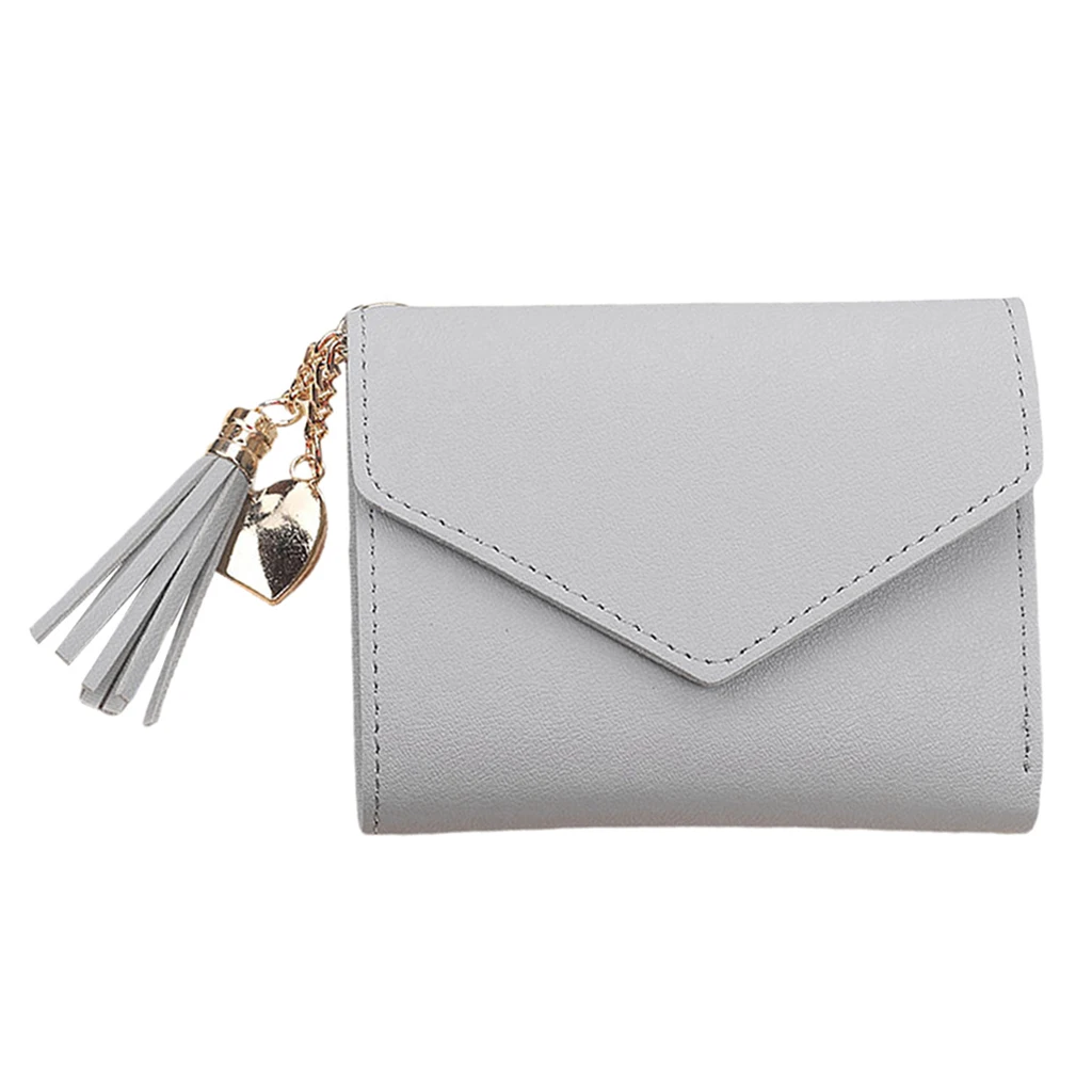 Women Simple Short Wallet Tassel Coin Purse Card Holders Handbag Red