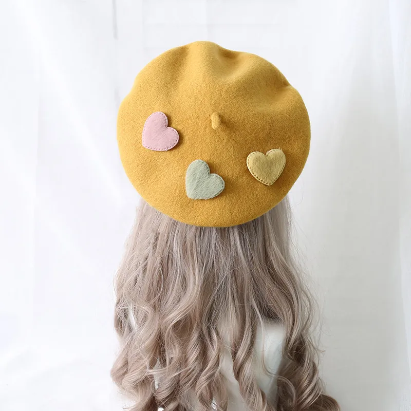 Girls Kawaii Beret Women Wool Felt Hat cowboy hats cowgirl hats cotton flat cap