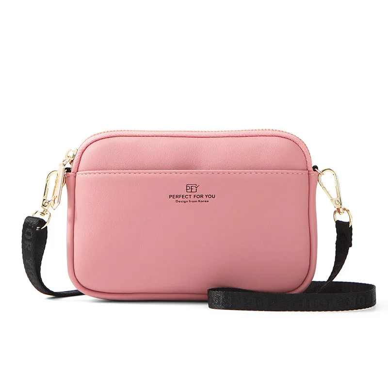 Женские кожаные сумки-мессенджеры, женская сумка, одноцветная женская сумка через плечо, кошелек для монет, нагрудная сумка, универсальная сумка, Bolsa Feminina - Цвет: pink