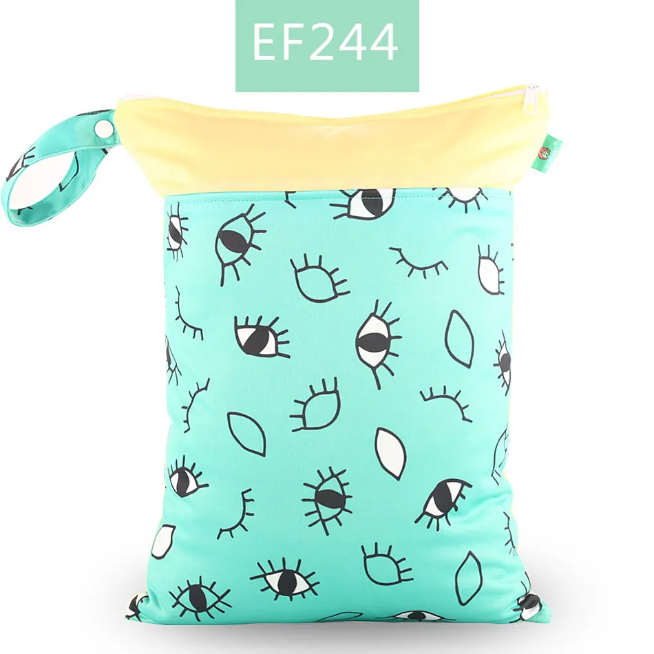 Elinfant 1 шт. многоразовая водонепроницаемая сумка для подгузников с модными принтами влажная сухая сумка для подгузников с двойным карманом тканевые сумки с ручками 30*40 см - Цвет: EF244-wet bag
