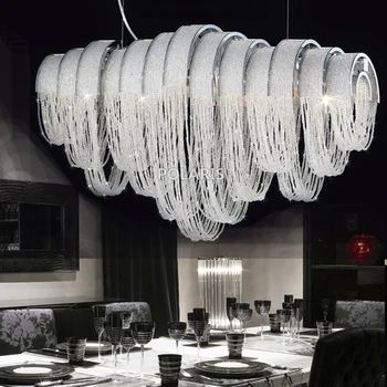 

ZISIZ Modern Tassel Chandelier Lighting Luxury Crystal Chain Chandelier Pendant Hanging Light for Home Hotel Living Dining Room