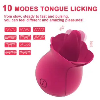 Rose Shape Vagina Tongue Licking Vibrator Intimate Good Nipple Oral Licking Clitoris Stimulation Powerful Sex Toys for Women 2