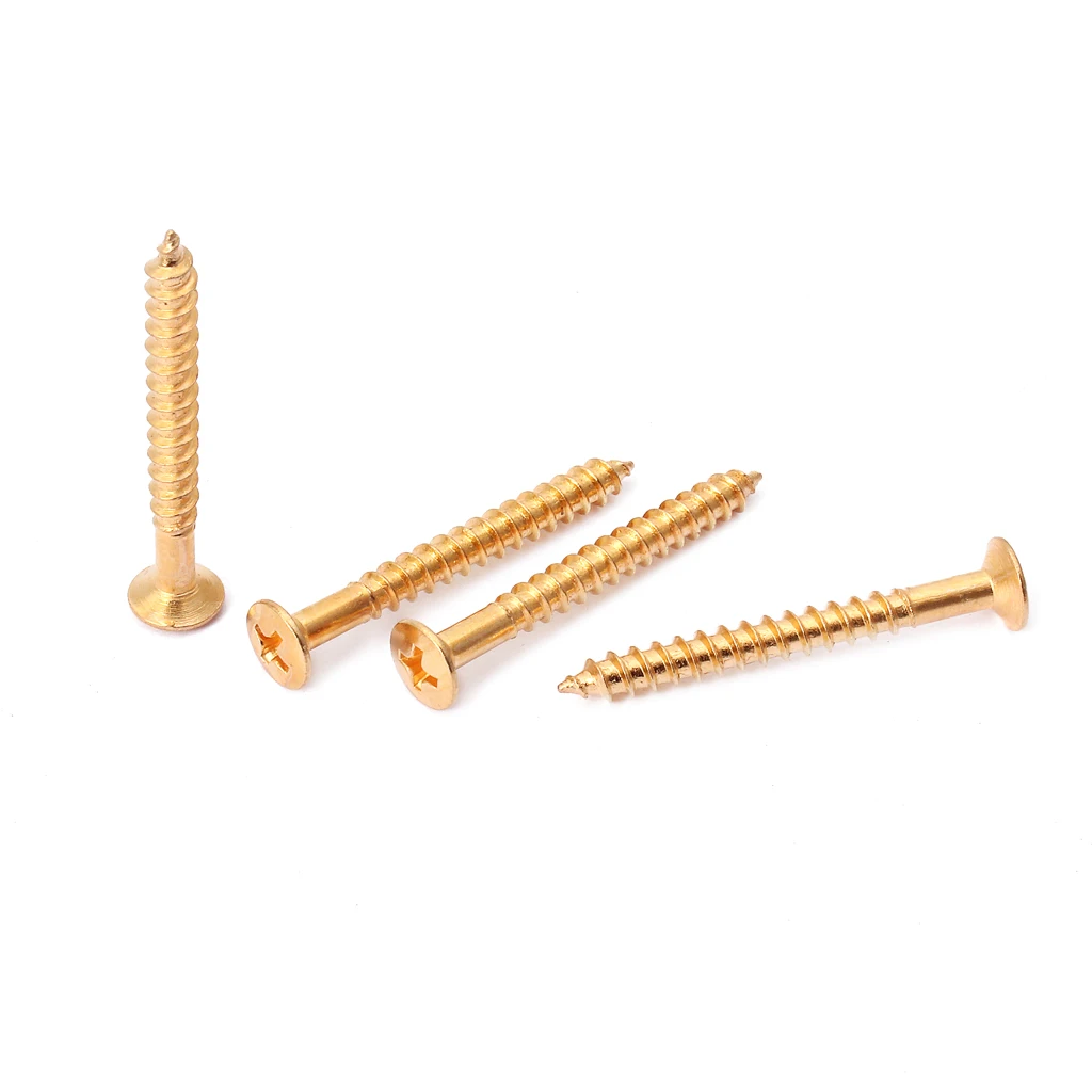 4 Pcs Golden Bridge Plate Mounting Screws For Stratocaste Elerctric Guitar