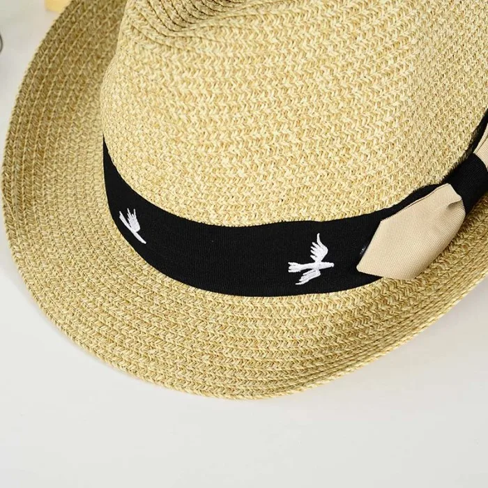 Модная соломенная шляпка унисекс с бантом, джаз, дышащая Кепка короткий край, Повседневная шляпа от солнца для летнего отдыха, Gorra Hombre