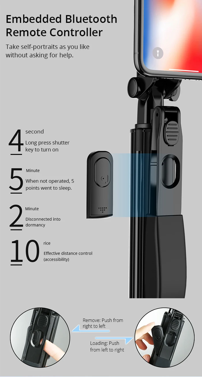 Bluetooth пульт дистанционного управления Gimbal стабилизация селфи палка со светодиодный светильник Запись видео штатив для iPhone& Andriod прямая трансляция