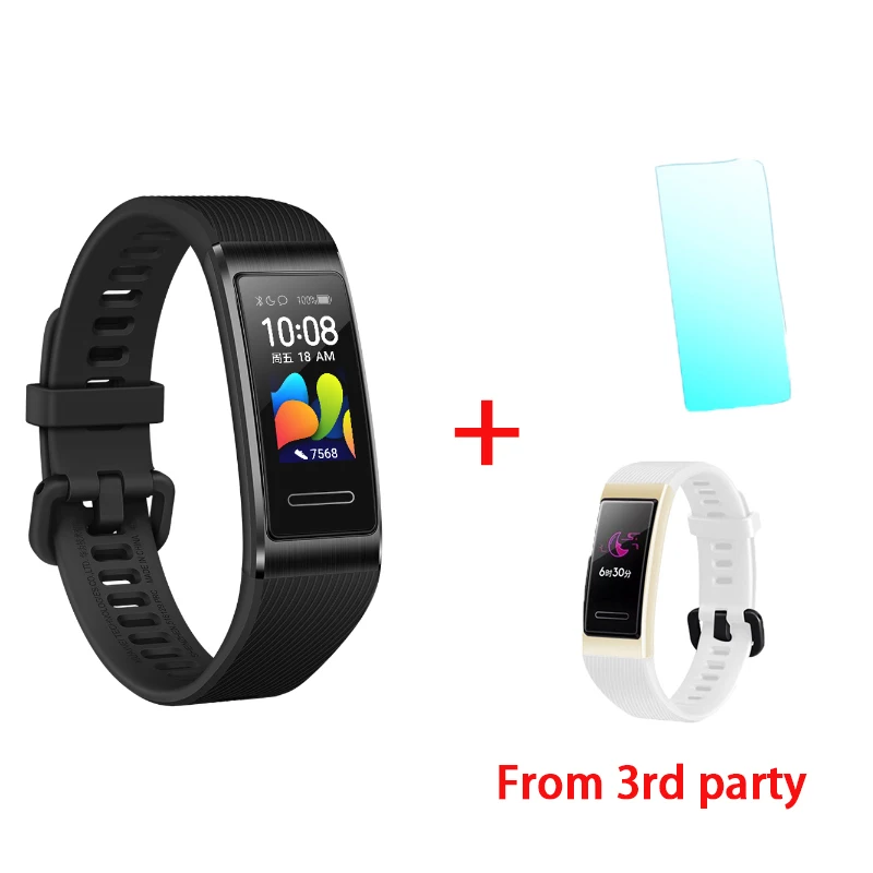 black add white film Умный Браслет huawei Band 4 Pro, инновационные часы, лица, автономный gps, проактивный мониторинг здоровья, SpO2, кислород крови - Цвет: black add white film