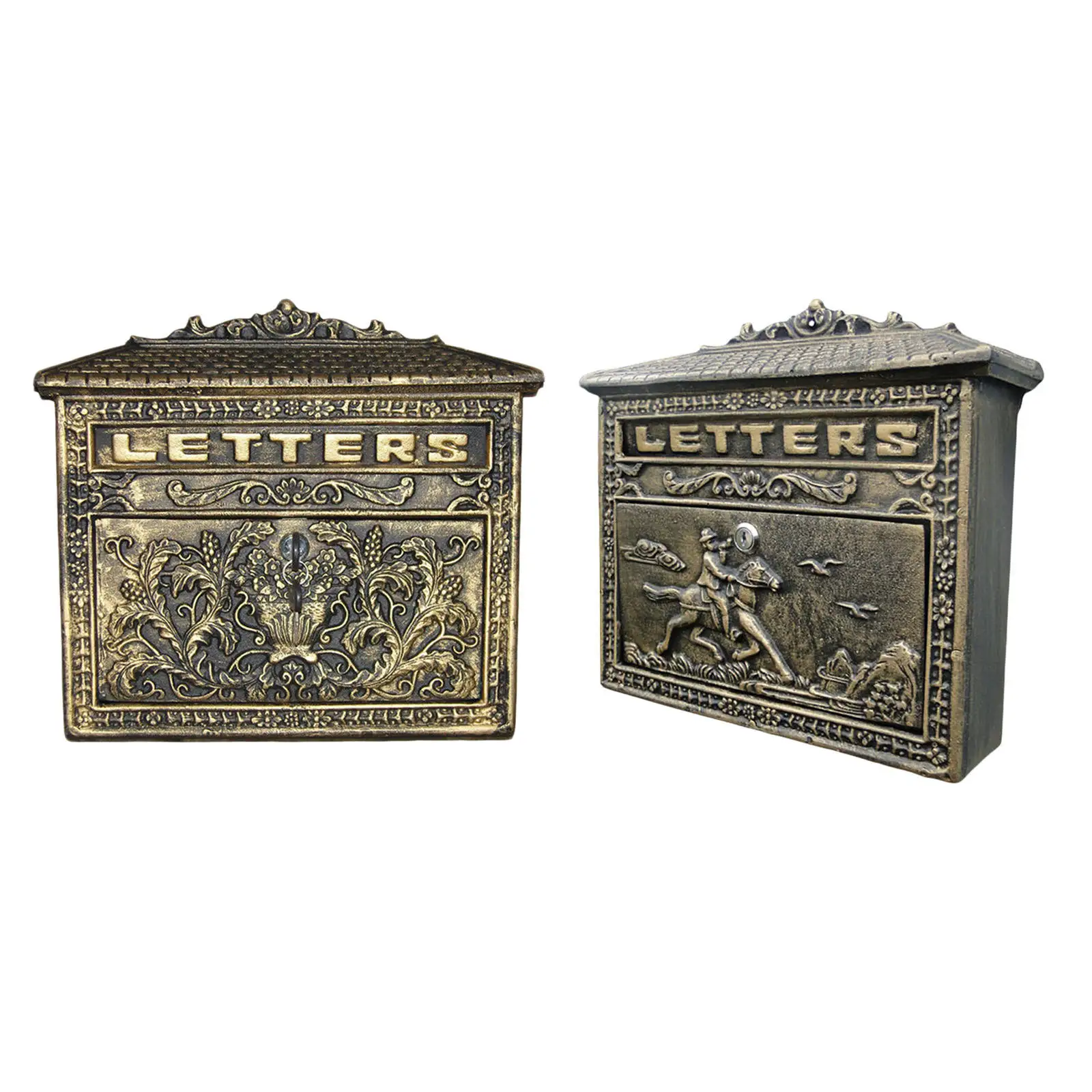 VintageStyleWallMountMailboxLockableCastIronWaterproofHome