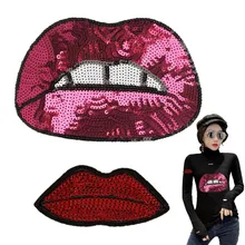 Блестки патч аппликация красные губы Сделай Сам дело с ним Женская одежда Аксессуары железные нашивки для одежды милые наклейки на заказ