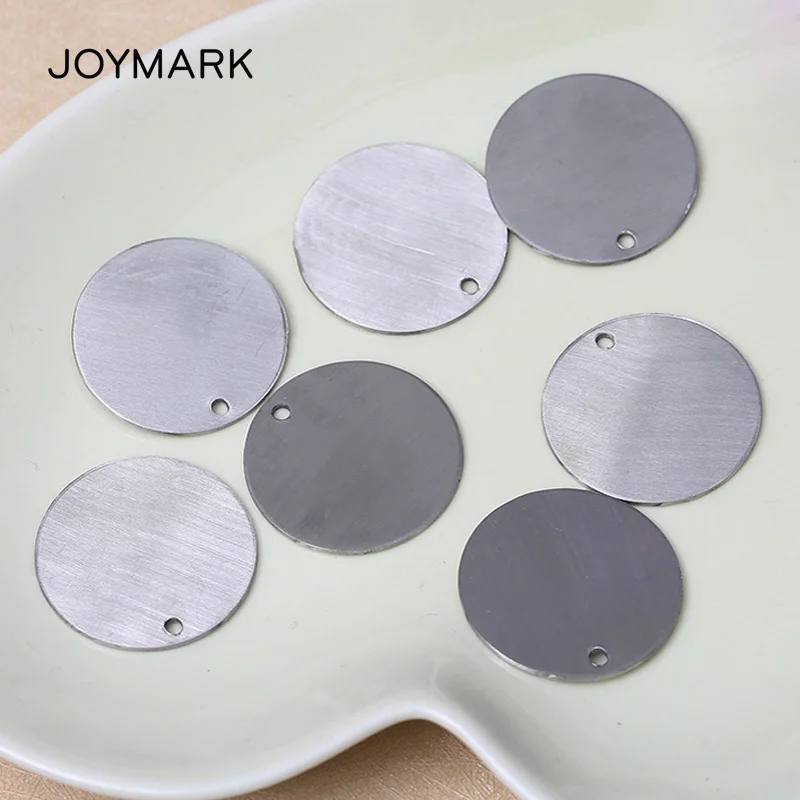 

JOYMARK 100 шт./лот 30*30 мм пустые круглые бирки из нержавеющей стали пластины подвески DIY модные ювелирные аксессуары BXGT1505