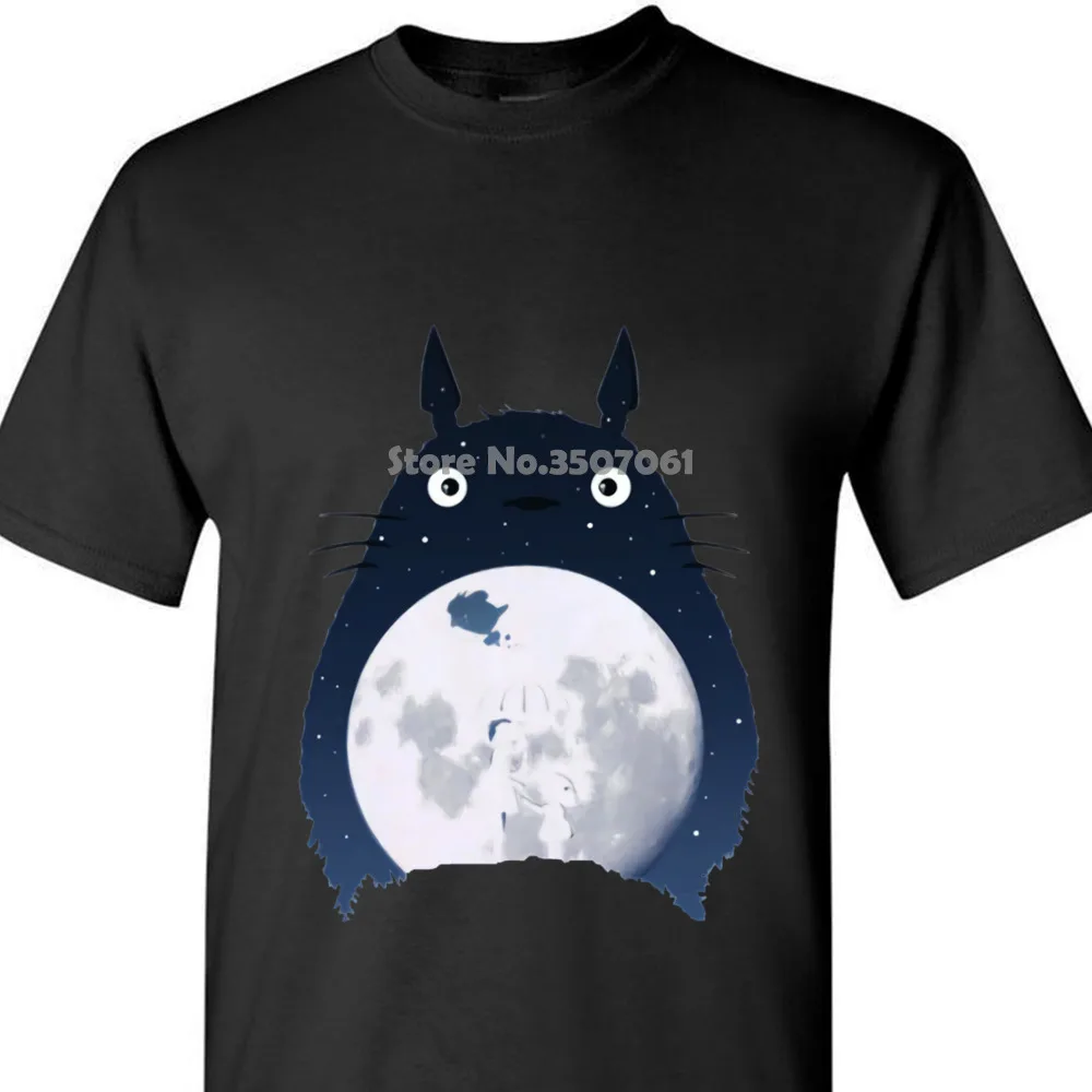 

Womens Totoro Studio Ghibli Scenes Silhouette Print T-shirt Hayao Miyazaki Anime Shirt Sexy Femme coat clothes tops
