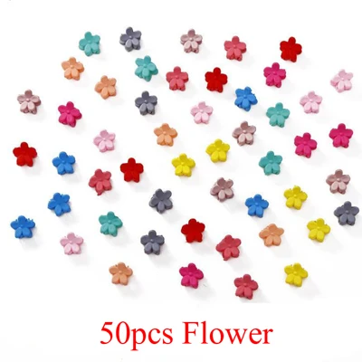 50pcs Flower 10-100 шт./кор., новинка, заколка для волос с цветком, мультяшный горошек, заколки, корона, звезда, маленькие шпильки для волос, аксессуары для волос для девочек - Цвет: 50pcs Flower