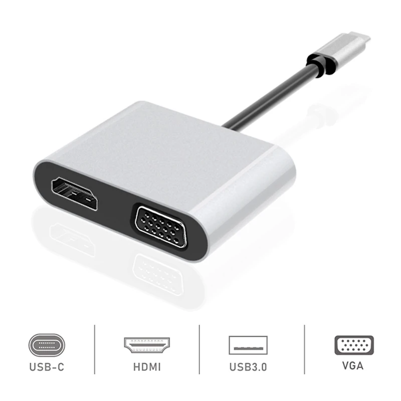 4 в 1 USB C HDMI Type к 4K адаптер VGA USB3.0 o видео конвертер PD 87W быстрое зарядное устройство