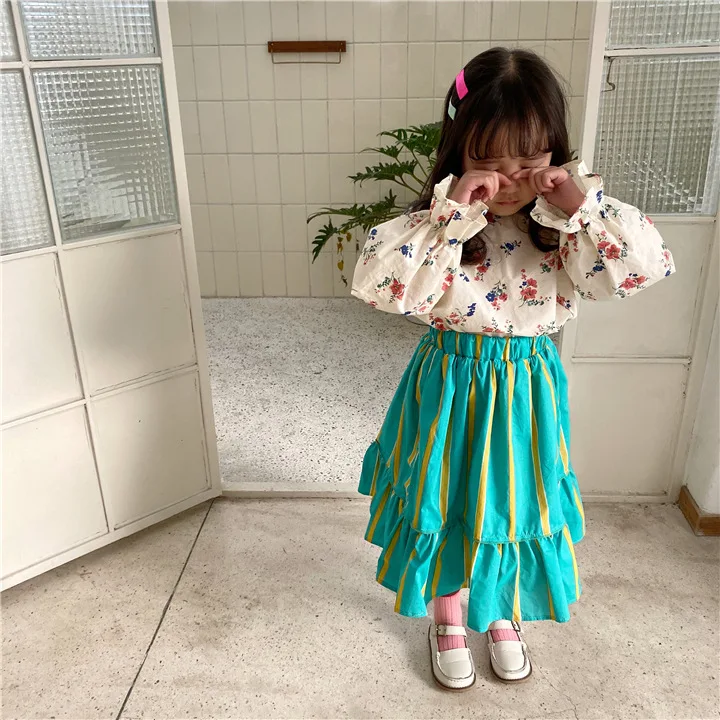 Одежда для маленьких девочек; модные детские юбки; одежда в полоску с оборками; детская одежда для малышей; юбки для девочек