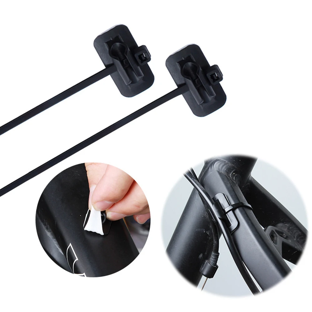 

10PCS Reusable Bike Pipe Base Clip Tubing Fixed Bicycle Tube Oil Pipe Zip Ties Mini Flexible Cable Bike Brake Line Pipe Cable