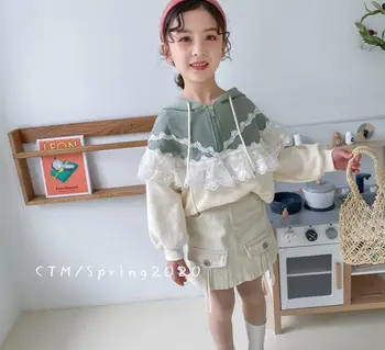 

2020 Baby Girls Spring Casual Lace Hooded T-shirt , Princess Kids Fashion Long Sleeve Top 5 pieces/lot, Wholesale