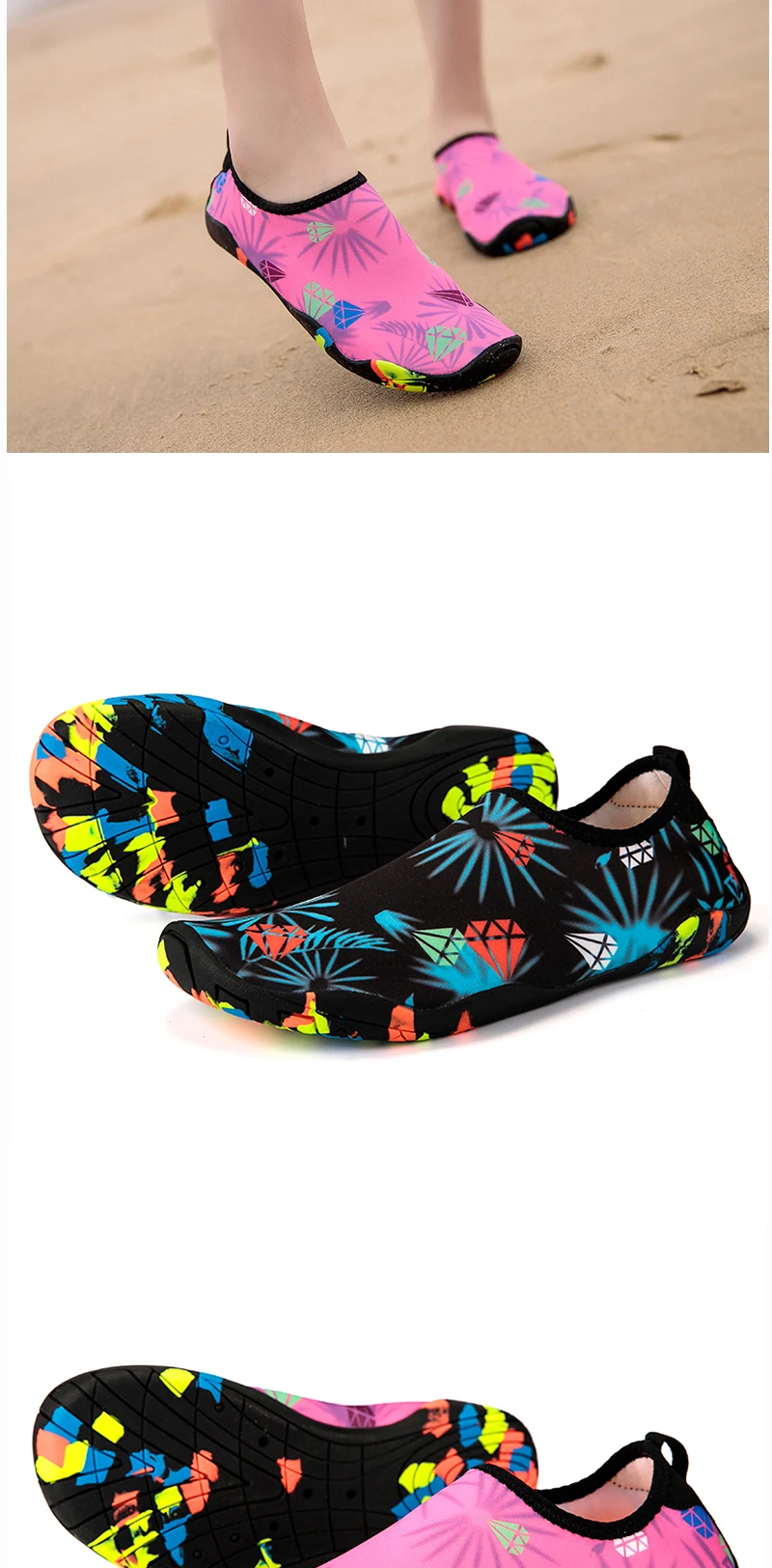 Description Picture 5 of itemMen Women Beach Barefoot Aqua Socks Sneakers Water Shoes Gym Sports Surfing Diving Swimming Bathing Snorkeling Shoes Kids Adults