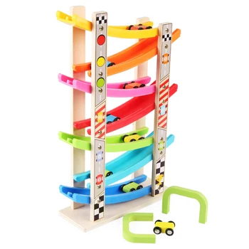 

Wooden Seven-layer Ramp Race Track Speeding Car 8 Mini Inertia Car Sliding Toy Early Education Sports Development Children's Toy