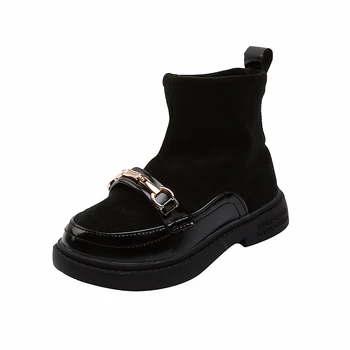 

CNFSNJ Brand New Winter Children Boots Kids Warm Shoe Fur Girls Rome Brown Boots Baby Leather Toddler Shoes