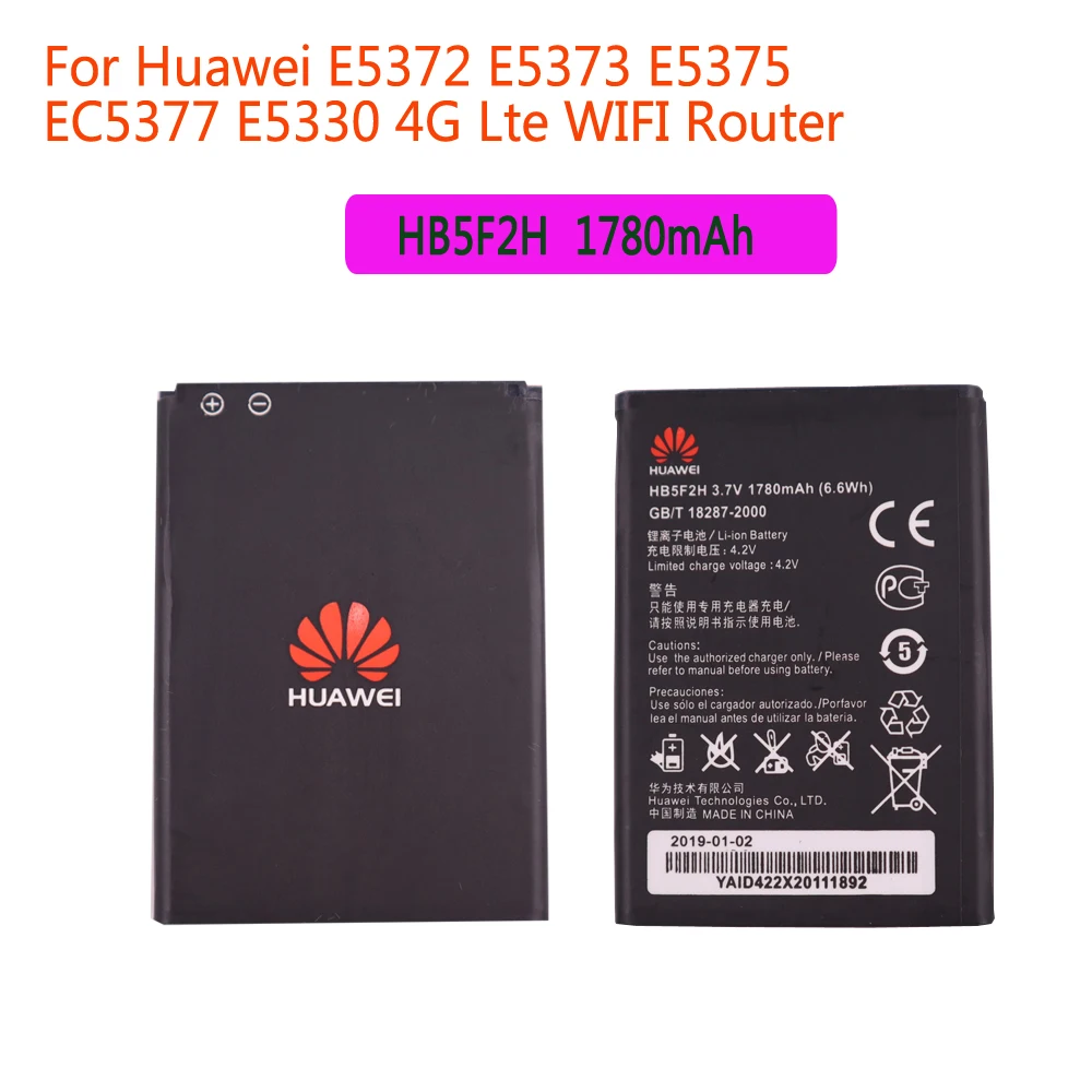 

Original Battery 3.7V 1780mAhHB5F2H For Huawei E5372 E5373 E5375 EC5377 E5330 E5336 E5351 E5356 EC5377U-872 E5356S-2 E5330Bs-2
