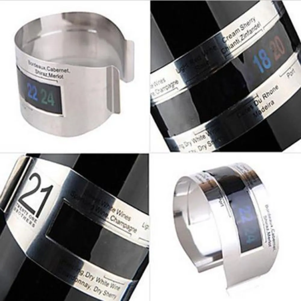 Wine Collar Thermometer Bar Beverage Tool CD Display Stainless Steel Bottle Wine Thermometer LCD Display Clip Sensor 3