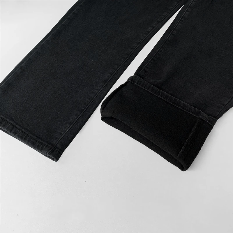 black velvet Зимние женские джинсы, флис изнутри, утепленные джинсы, высокая талия, теплые черные брюки, Стрейчевые джинсы для женщин, плюс размер 4XL - Цвет: black velvet