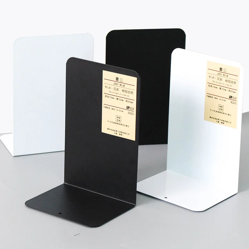 

Simple Design Metal Bookends Book Ends Shelf Holder Nature Style Book Stand Black/White/Gray