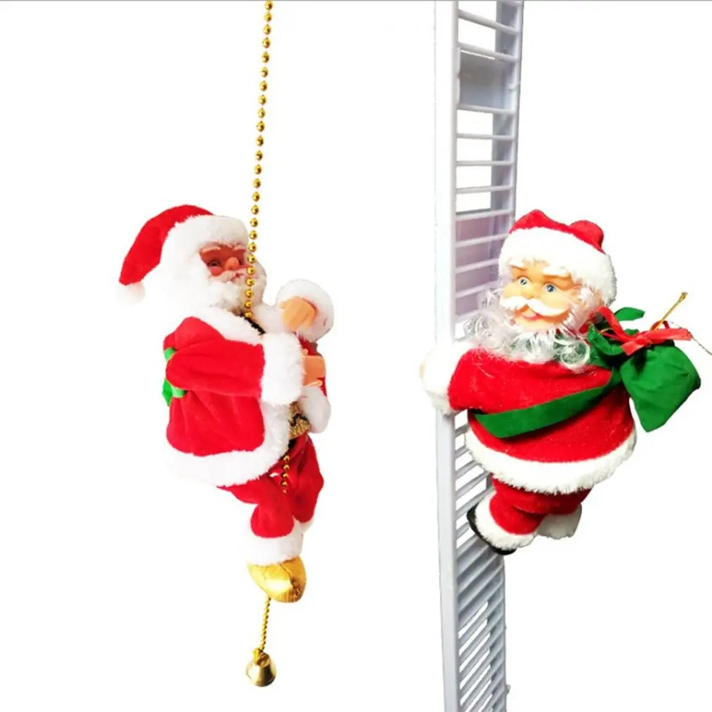 Electric Santa Claus Climbing Ladder Doll Music Creative Xmas Decor Kid Toy Gift 
