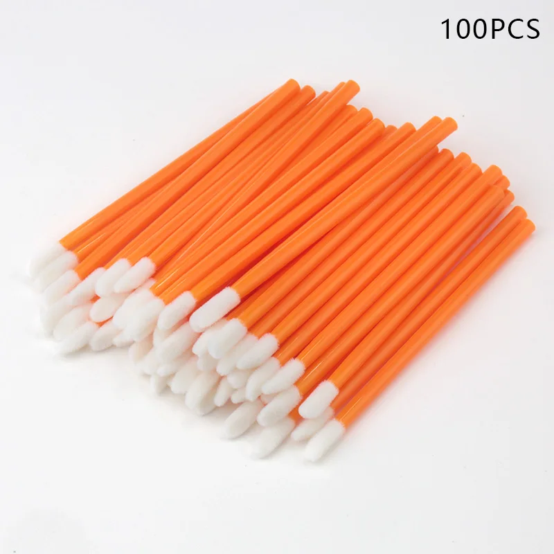 Orange 100pcs 100/150 шт Набор одноразовых кистей для губ, набор для макияжа, тушь для ресниц, глянцевые палочки, тени для век, для очистки ресниц, бровей, профессиональные инструменты - Handle Color: Orange 100pcs