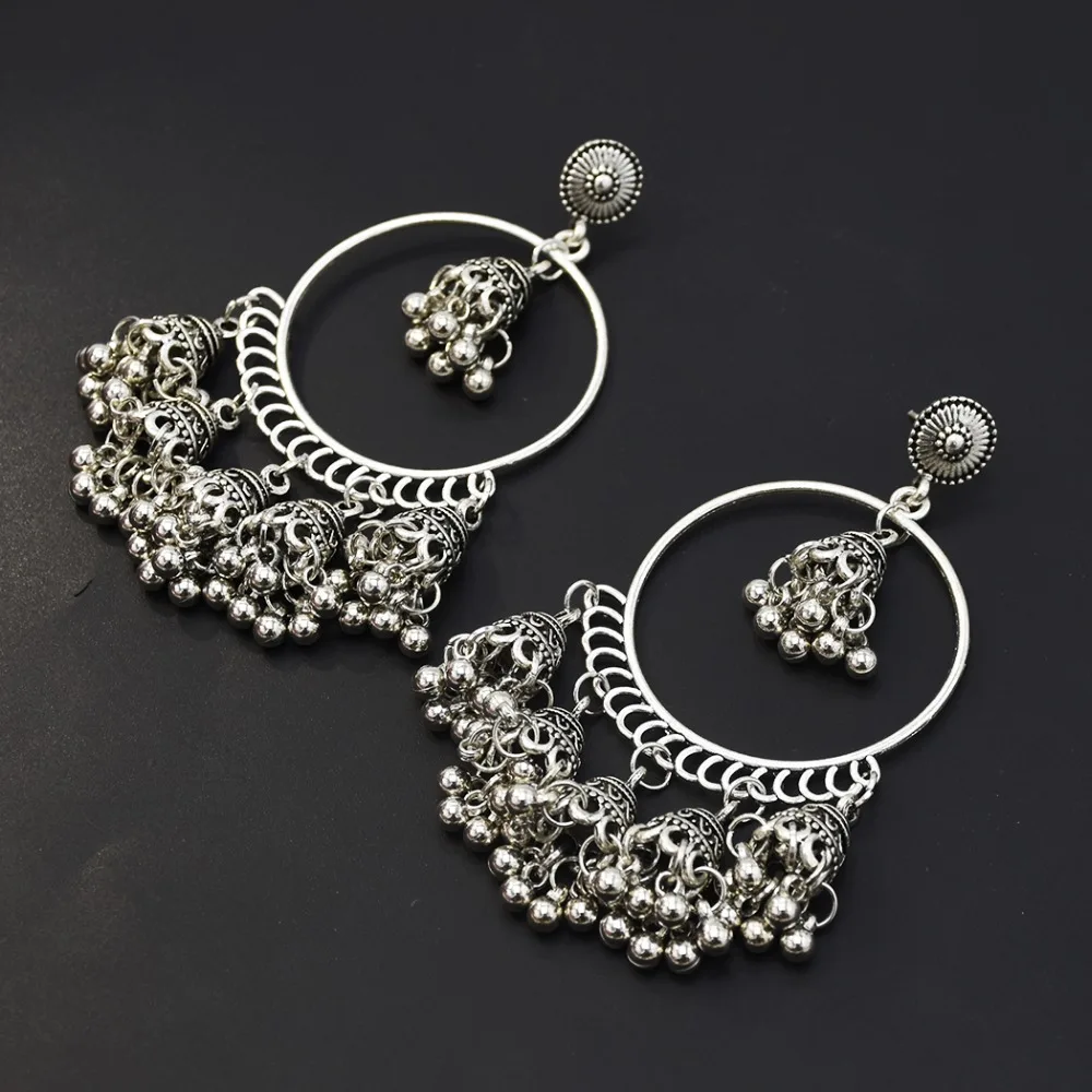 Болливуд оксидированный серебро золото ручной работы jhumka Jhumki этнические серьги ювелирные изделия для женщин большая кисточка Афган индийские висячие серьги