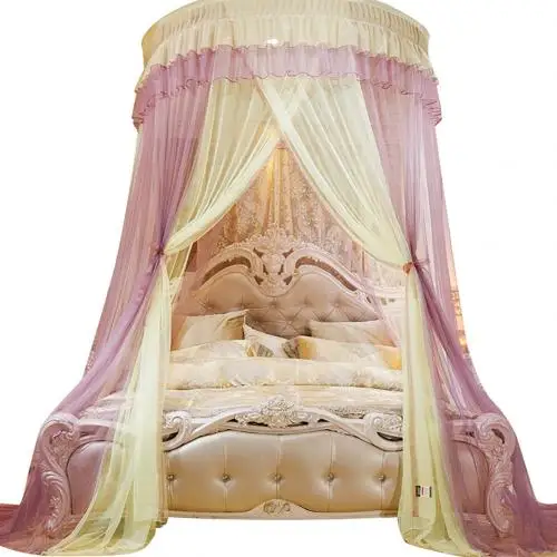 Домашний купол Принцесса Кровать шторы навес детская комната москитная сетка от насекомых - Цвет: Yellow Pink