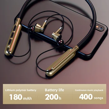 Tfカードステレオイヤホンネックバンドスポーツヘッドセットロングバッテリ寿命ネックスタイルのbluetoothヘッドセット磁気ワイヤレスbluetooth 5.0