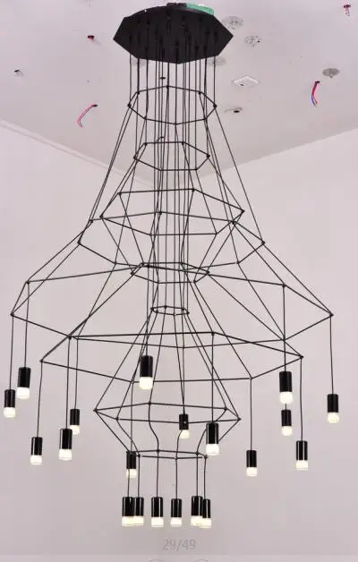 Modern Line Art Pendant Lights Led String Lamp DIY Geometric Hanging Lamp for Living Room Home Decor Lighting Fixture Luminaire - Цвет корпуса: 20 heads D120xH300cm