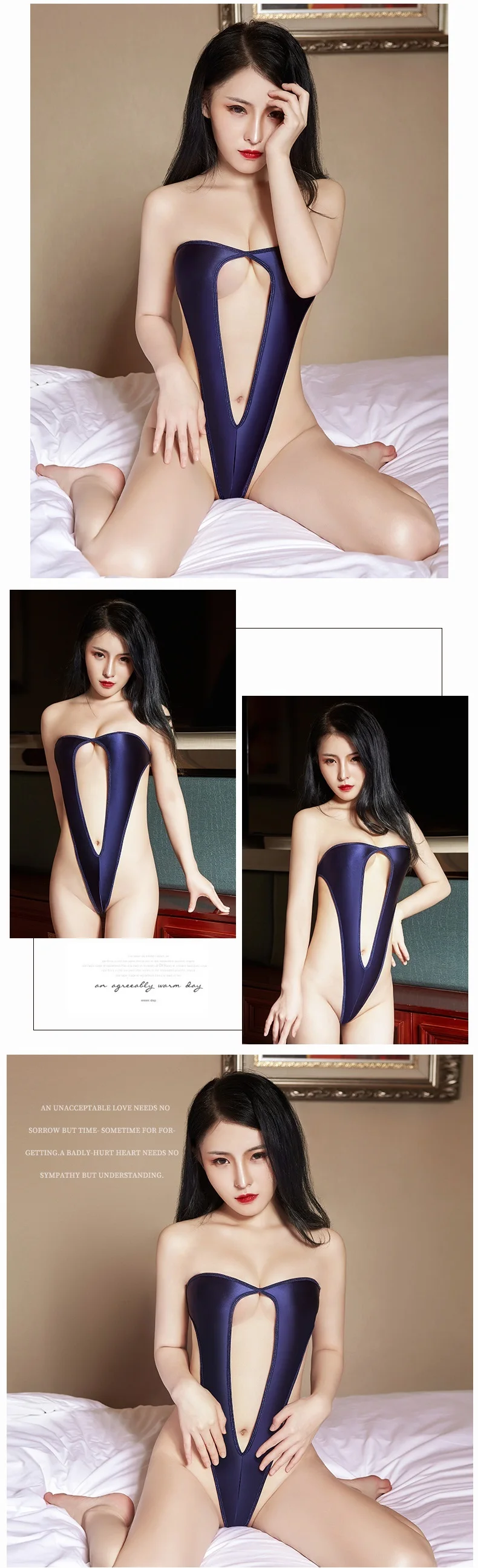 Body Sexy de corte alto sin tirantes para mujer, bañador calado de una pieza con Tanga de una pieza, Monikini, traje de baño elástico de tres puntos, lencería Sexy