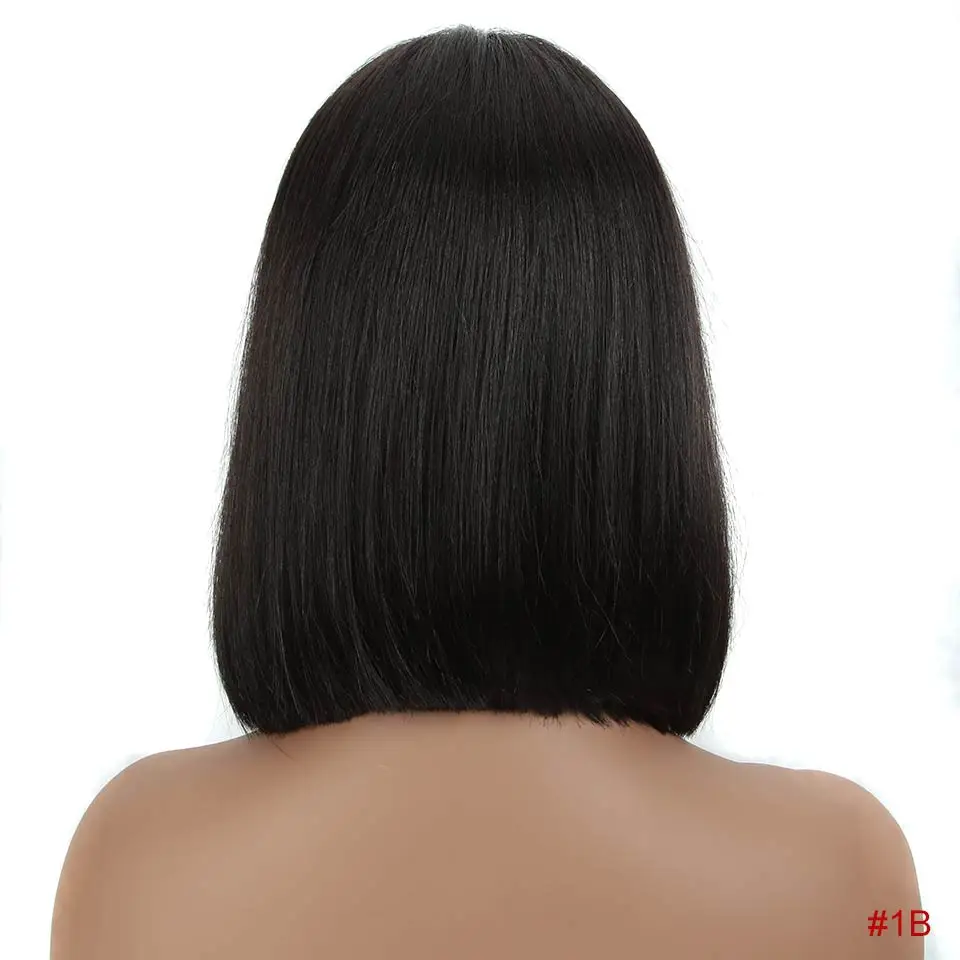 Rebecca bob кружевные передние парики для черных женщин Бразильские короткие парики из человеческих волос красные человеческие волосы парик Средняя часть 1" - Цвет волос: # 1B