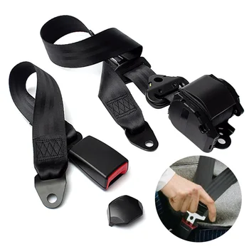 

Adjustable 3 Point Seat Belt Lap & Diagonal Belt Hardware With Quick Release Camlock Retractable Safety Extender Cover Straps