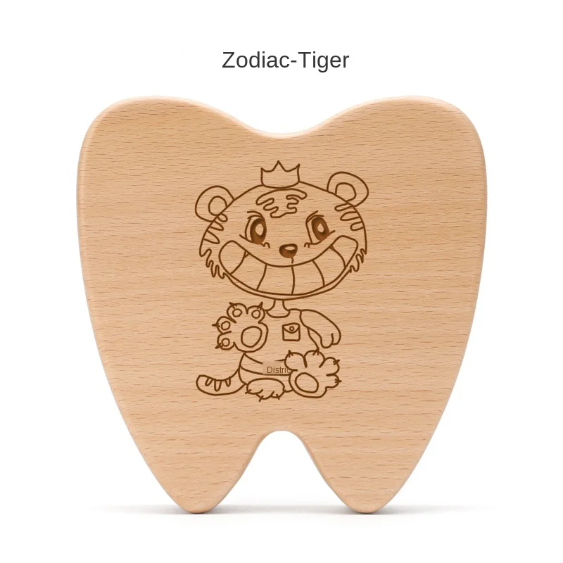 Tiger Новая деревянная Мужская и женская детская памятная молярная коробка на Память Держатель для зубов детская коробка для сбора волос Детская коробка для хранения зубов память - Цвет: Tiger