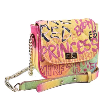 

2020 New Colorful Graffiti Rhombic Bag Famous Designer Chain Shoulder Messenger Bags Casual Fashion Women Purse and Handbags