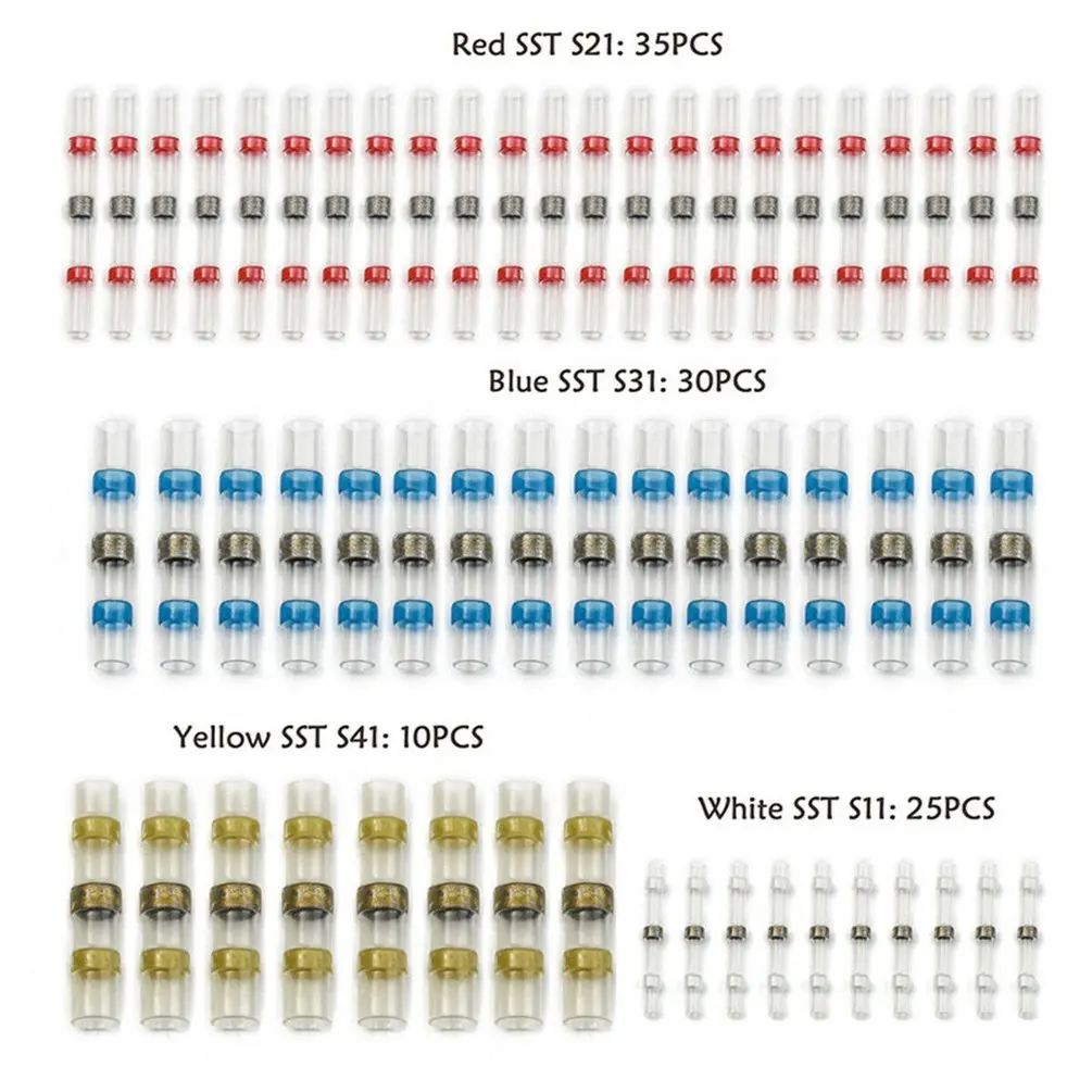250 шт. Олова обжимные клеммы с кольцом смешанный припой рукав термоусадочная Стыковая Водонепроницаемая проволочная Соединительная муфта комплект