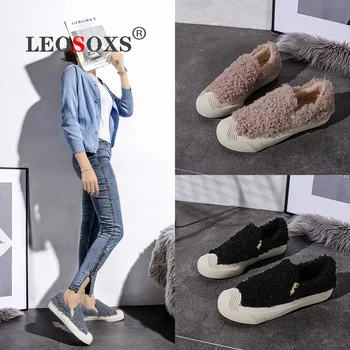 

Thick-Soled Wool Shoes Women's Winter Plus Velvet Pedal Shoes 2020 New Wild Lamb Wool Lazy Pregnant Women ShoesYJ283-12