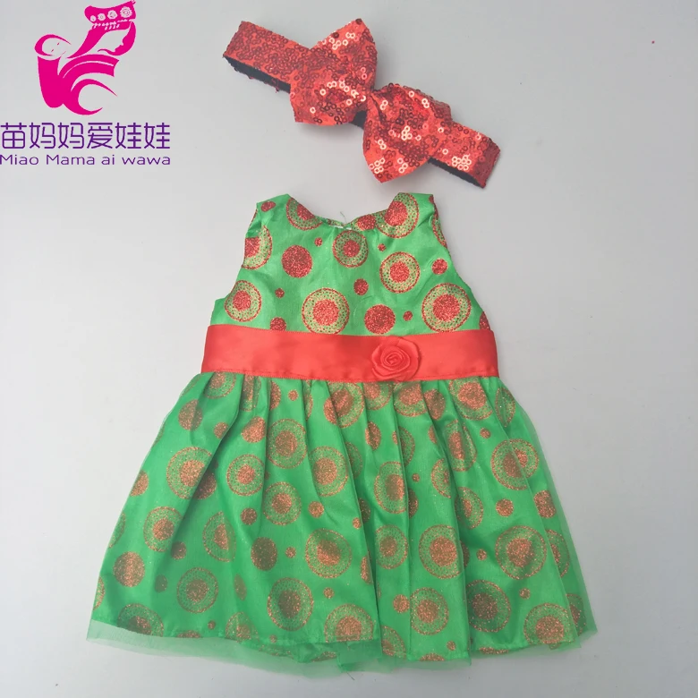 

For Dolls baby toys dress for 18 Inch Girl Doll Clothes Christmas Dress for baby doll wear
