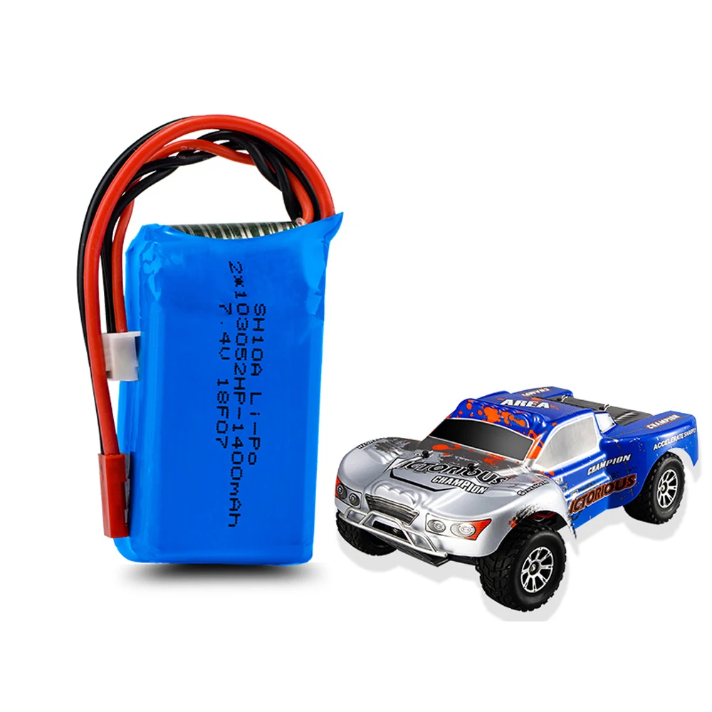 2pcs 7.4V 1400mah 25C LiPo Battery T Plug Compatible with Wltoys A959-B A969-B A979-B K929-B RC Car Helicopter Airplane Car Boat 
