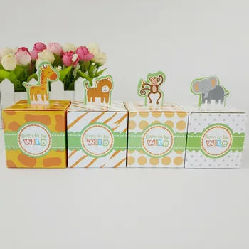 

50/100pcs Elephant/Giraffe/Monkey/Tiger Cartoon Animal Favor Boxes Candy Box Baby Shower Birthday Party Supplies Paper Gift Bags