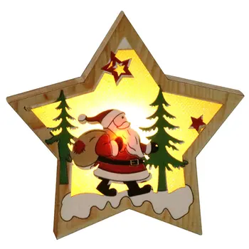 

Christmas Portable Delicate Christmas Decoration Wooden Lighting Pendant Round Five-Pointed Star Mode Pendant